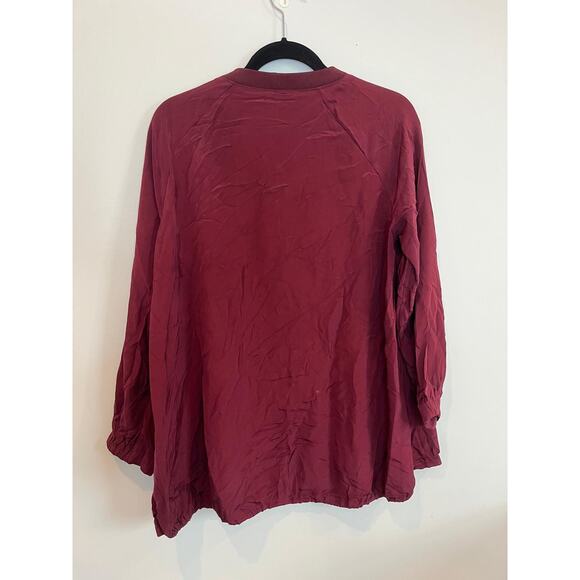 Tibi Blouse Women XS Burgundy Long Sleeve Lightweight Top - Picture 2 of 5